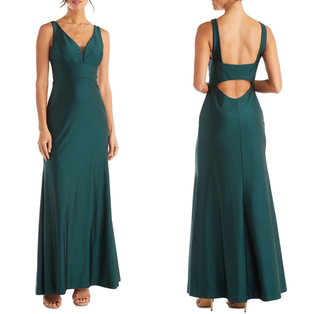 Morgan & Co Cut-out Back Satin Gown